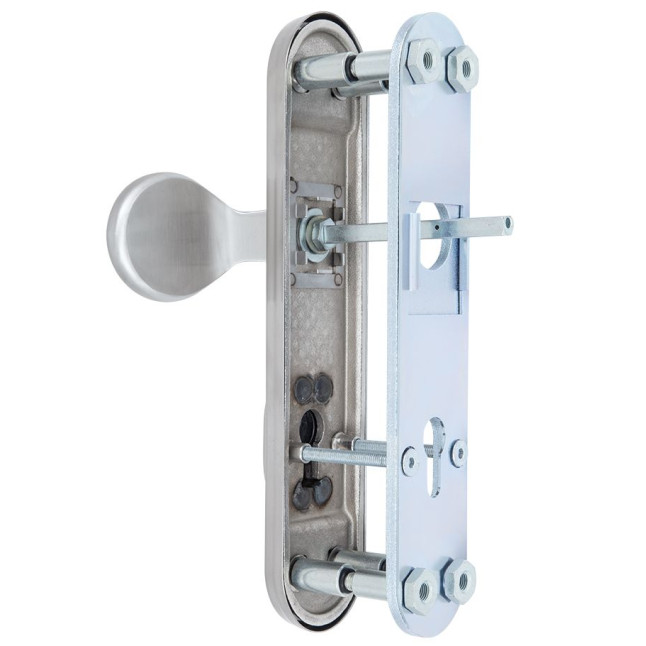Фурнітура захисна ROSTEX *SOLID-PRO+ F fix-mov DIN PLATE 85мм Нерж.сталь_мат 13мм 56-70мм 4клас Slza/Solid NEREZ_MAT Комплект