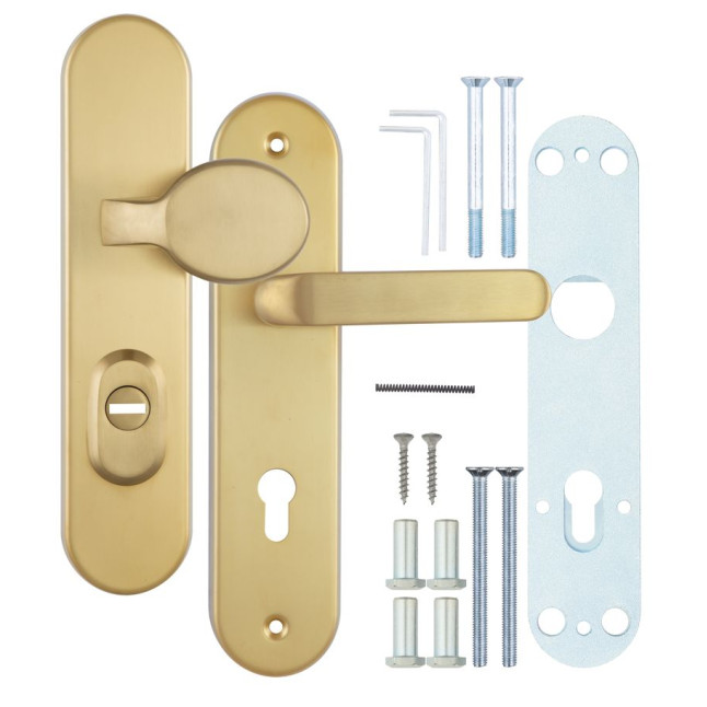 Фурнитура защитная ROSTEX *SOLID-PRO+ F fix-mov DIN PLATE 90мм нерж.сталь мат титан PVD 13мм 56-70мм 4клас Slza/Solid NEREZ MAT TI комплект