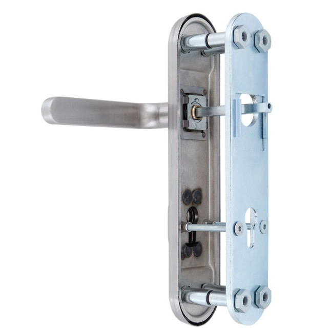 Фурнитура защитная ROSTEX *SOLID-PRO+ F mov-mov DIN PLATE 85мм нерж.сталь мат 13мм 56-70мм 4клас Solid NEREZ MAT комплект