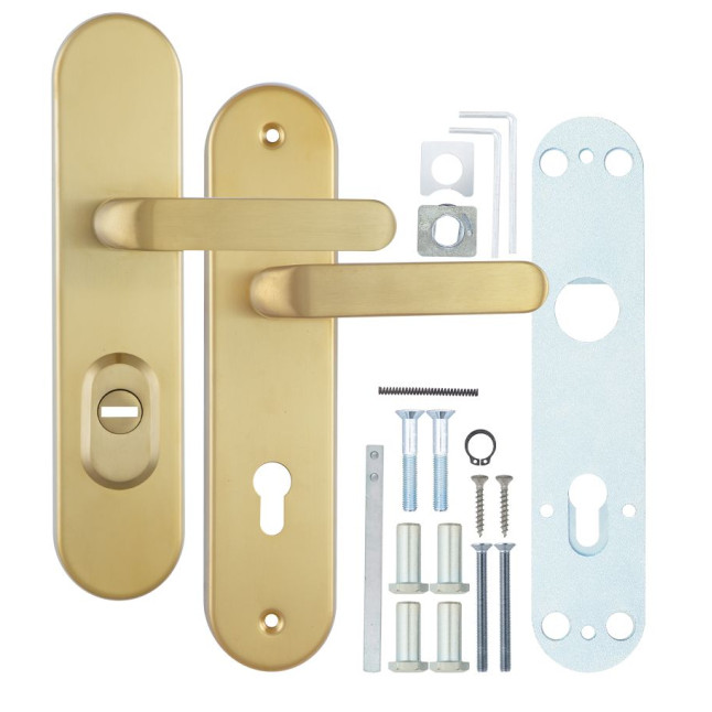 Фурнитура защитная ROSTEX *SOLID-PRO+ F mov-mov DIN PLATE 90мм нерж.сталь мат титан PVD 13мм 56-70мм 4клас Solid NEREZ MAT TI комплект