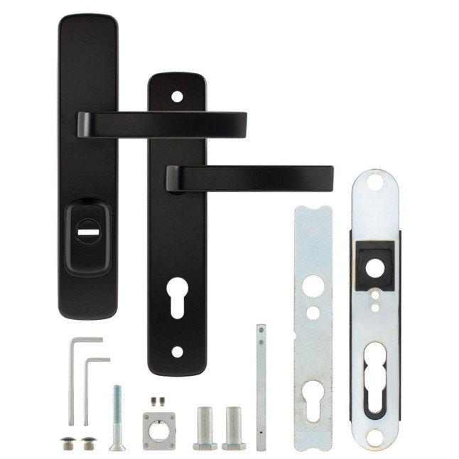 Фурнитура защитная ROSTEX *ASTRA R mov-mov DIN PLATE 85мм краска черная 22мм 38-55мм 3клас Astra BLACK MAT комплект