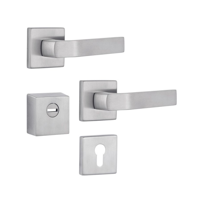 Фурнітура захисна ROSTEX *QUADRUM R/H mov-mov DIN SQUARE Нерж.сталь_мат 23мм 38-45мм 3клас Treviso NEREZ_MAT Комплект, кріплення ручки накладне