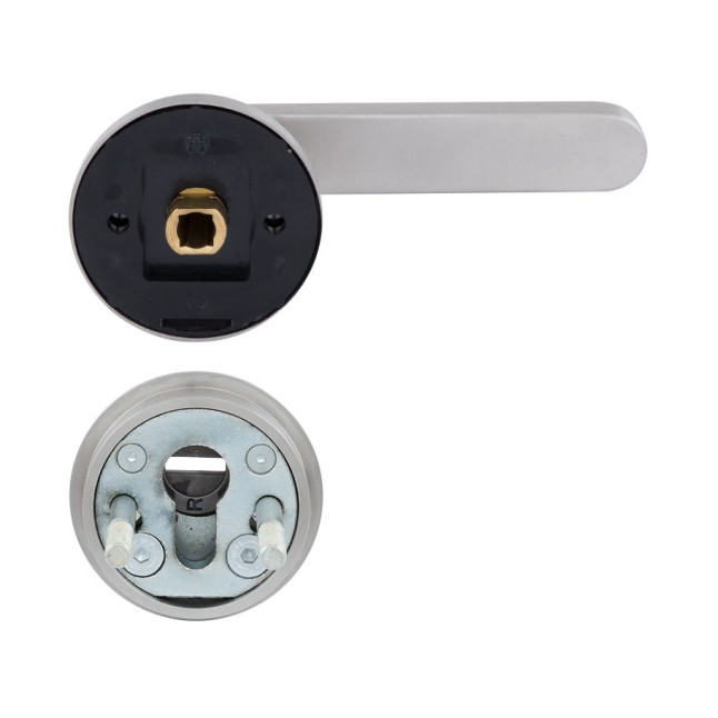 Фурнитура защитная ROSTEX *ROTONDUM R/S mov-mov DIN ROUND нерж.сталь мат 23мм 38-45мм 3клас Solid NEREZ MAT комплект EXTRA, крепления ручки накладные