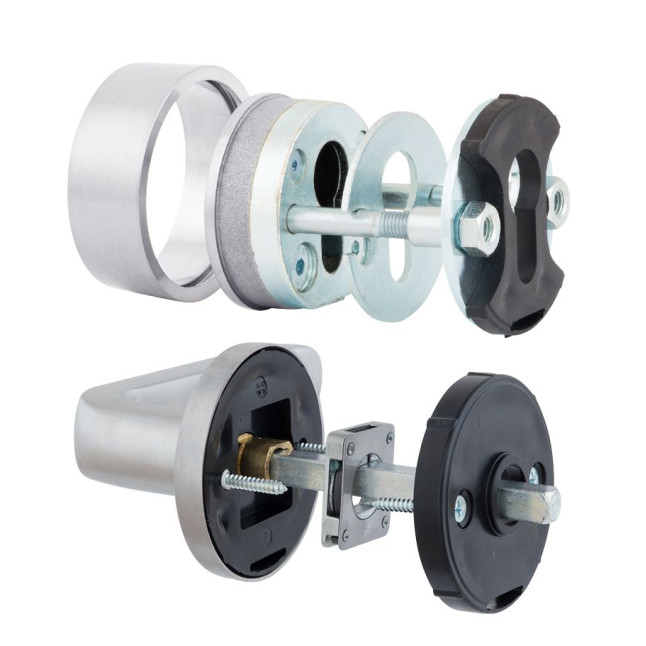 Фурнитура защитная ROSTEX *ROTONDUM R/S mov-mov DIN ROUND нерж.сталь мат 23мм 38-45мм 3клас Solid NEREZ MAT комплект, крепления ручки накладные