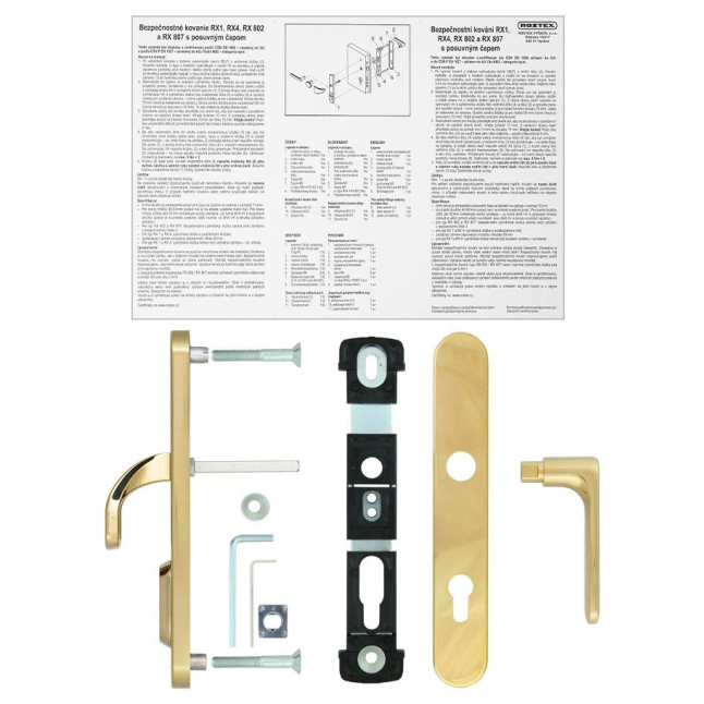 Фурнитура защитная ROSTEX EXСLUSIVE RX-40 fix-mov DIN PLATE 85мм титан PVD 22мм 40-50мм 3клас Ovalne/Exclusive TI комплект