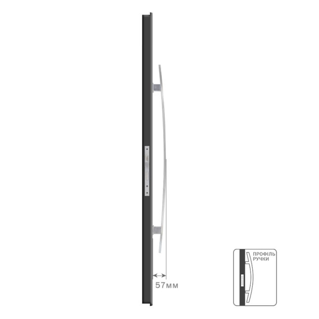 Ручка-скоба ROSTEX GAMA 850 fix SQUARE 650мм Нерж.сталь_мат від 35мм накладне Gama NEREZ_MAT Зовнішній