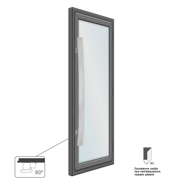 Ручка-скоба ROSTEX GAMA 850 fix SQUARE 650мм Нерж.сталь_мат від 35мм накладне Gama NEREZ_MAT Зовнішній