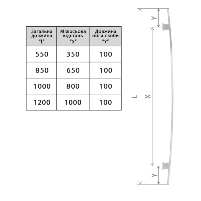 Ручка-скоба ROSTEX GAMA 850 fix SQUARE 650мм Нерж.сталь_мат від 35мм накладне Gama NEREZ_MAT Зовнішній