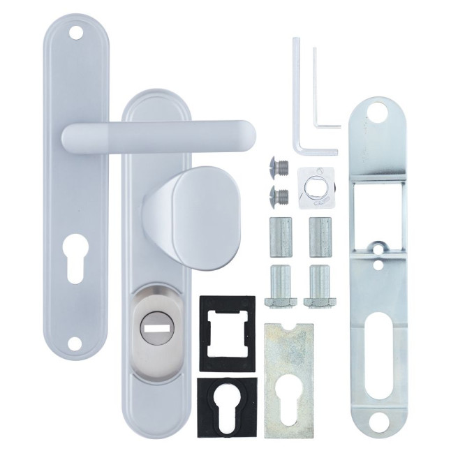 Фурнитура защитная Rostex DECOR R fix-mov DIN Plate 85мм хром сатин 23мм 40-45мм 4клас Ovalne/Baryt CR SAT комплект