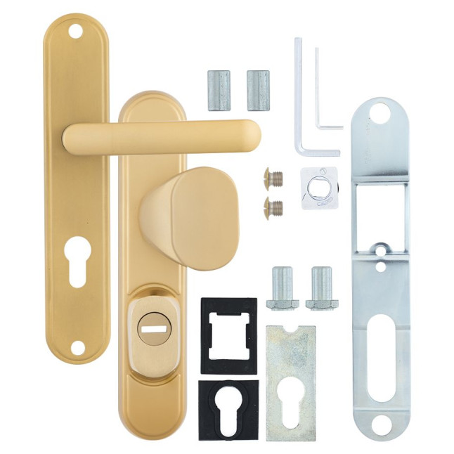 Фурнитура защитная ROSTEX DECOR R fix-mov DIN PLATE 85мм титан PVD сатин 23мм 40-45мм 4клас Ovalne/Baryt TI SAT комплект