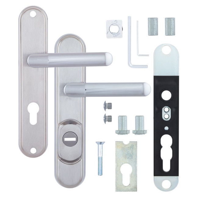 Фурнитура защитная Rostex DECOR R mov-mov DIN Plate 85мм хром мат 23мм 38-45мм 4клас Baryt CR MAT комплект