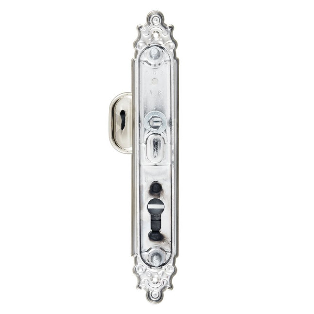 Фурнитура защитная Rostex OZDOBNA R fix-mov DIN Plate 90мм хром мат 22мм 40-45мм 3клас Ovalne/Ozdobna CR MAT комплект, левая