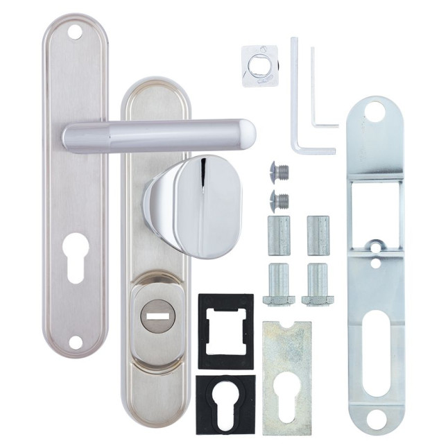 Фурнитура защитная Rostex DECOR R fix-mov DIN Plate 72мм хром мат 23мм 40-45мм 4клас Ovalne/Baryt CR MAT комплект