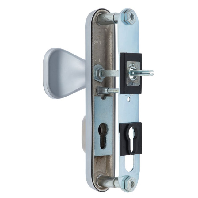 Фурнитура защитная Rostex DECOR R fix-mov DIN Plate 72мм хром сатин 23мм 40-45мм 4клас Ovalne/Baryt CR SAT комплект