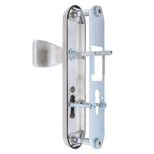 Фурнитура защитная ROSTEX UNIVERSAL R fix-mov DIN PLATE 85мм нерж.сталь мат 22мм 38-55мм 3клас Ovalne/Baryt NEREZ MAT комплект