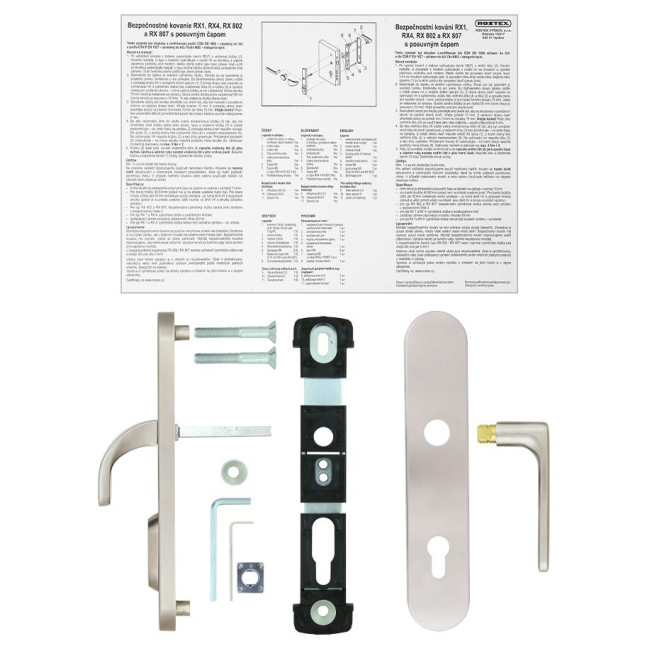 Фурнитура защитная Rostex Exсlusive RX-50 fix-mov DIN Plate 90мм нерж.сталь мат 22мм 40-50мм 3клас Ovalne/Exclusive NEREZ MAT комплект