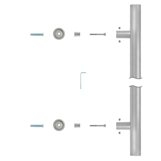 Ручка-скоба ROSTEX OMEGA 600 fix-fix SQUARE 400мм Нерж.сталь_мат 40-50мм, 70-80мм наскрізь NEREZ_MAT Комплект, двостороння