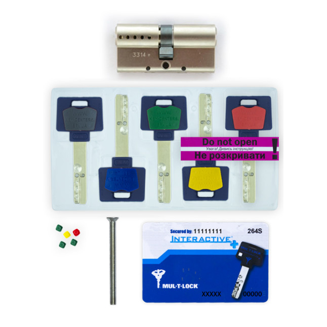 Цилиндр Mul-t-lock DIN KK XP *Interactive+ 92 NST 27x65 CAM30 3in1 3KEY+1KEY+1KEY DND3D BLUE INS 264S+ BOX S