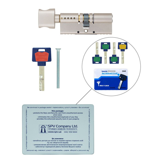 Циліндр MUL-T-LOCK DIN_KT XP *INTERACTIVE+ 80 NST 40x40T TO_NST CAM30 VIP_CONTROL/3in1 1KEY+3KEY+1KEY DND3D_BLUE_INS 264S+ BOX_S