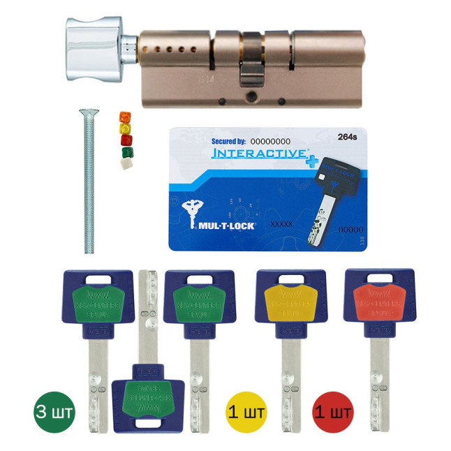 Циліндр MUL-T-LOCK DIN_KT XP *INTERACTIVE+ 80 NST 40x40T TO_NC CAM30 3in1 3KEY+1KEY+1KEY DND3D_BLUE_INS 264S+ BOX_S