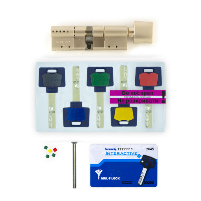 Цилиндр Mul-t-lock DIN MOD KT *Interactive+ 145 NST 70x75T TO NST CAM30 3in1 3KEY+1KEY+1KEY DND3D BLUE INS 264S+ BOX S