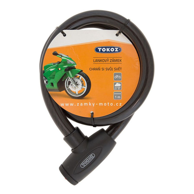 Замок Tokoz MOTO Black с тросом 100 см 2KEY ТК8 