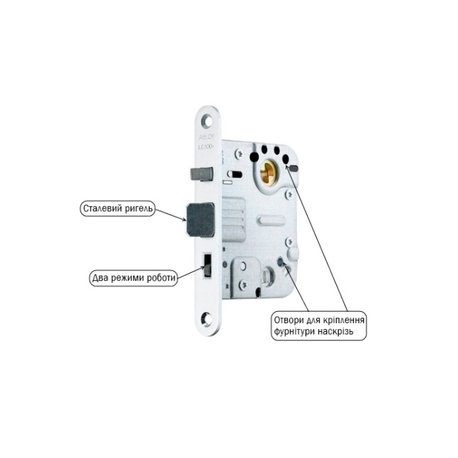 Замок врезной Abloy 1-WAY FIN LC100 CR LEFT ВЅ50мм 69мм w/o SP Замок врезной Abloy 1-WAY FIN LC100 CR LEFT ВЅ50мм 69мм w/o SP