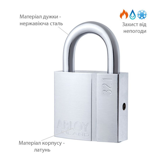 Замок навісний ABLOY PL321 PROTEC NA77FF M/S PRO_N NR_shackle 20мм 8мм BOX