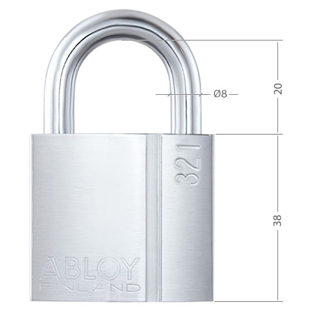 Замок навісний ABLOY PL321 PROTEC NA77FF M/S PRO_N NR_shackle 20мм 8мм BOX