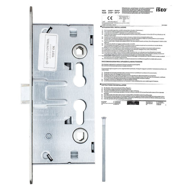 Замок врезной ISEO 1-WAY DIN 216120654 ZN UNIV ВЅ65мм 72мм w/o SP