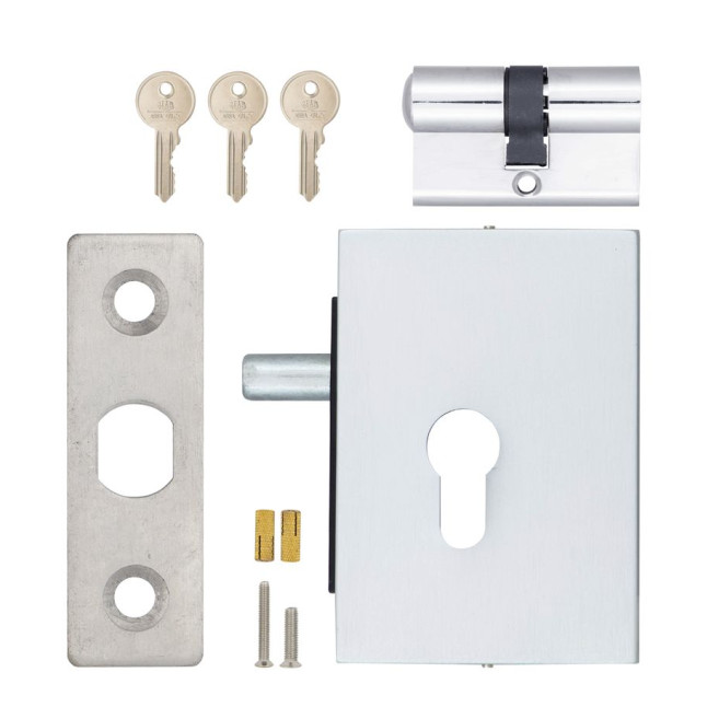 Замок накладний MAB 1-WAY DIN G522 BRUSH_ST.STEEL UNIV 3KEY SP