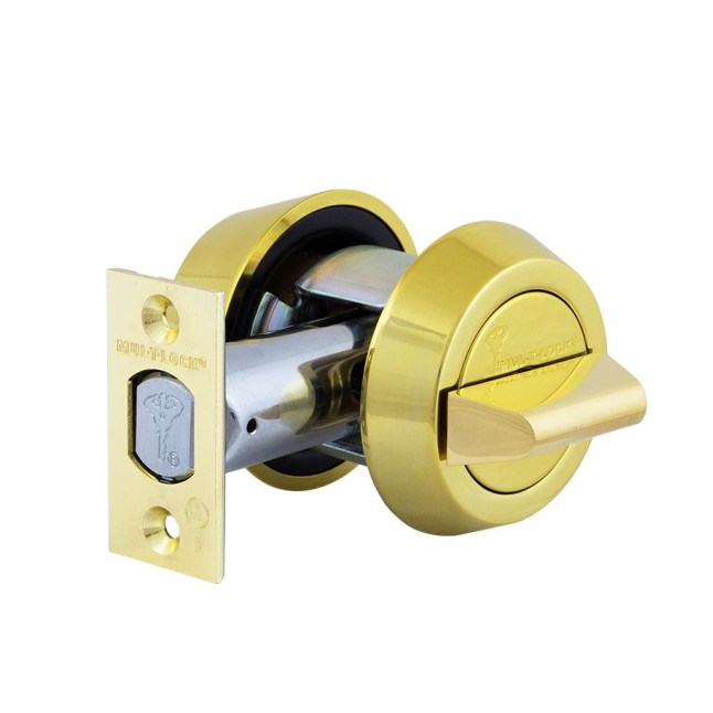 Замок врезной Mul-t-lock 1-WAY DEAD BOLT HERCULAR SHINY BRASS UNIV BS60/70мм *Interactive+ 3KEY DND3D BLUE INS 264S+ wood door SP 