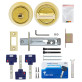 Замок врезной Mul-t-lock 1-WAY DEAD BOLT HERCULAR SHINY BRASS UNIV BS60/70мм *Interactive+ 3KEY DND3D BLUE INS 264S+ wood door SP 