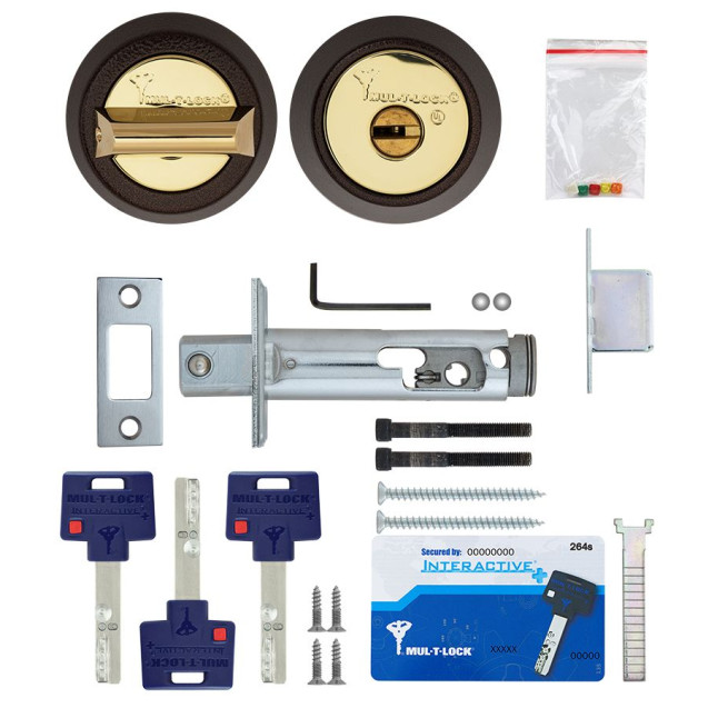 Замок врізний MUL-T-LOCK 1-WAY DEAD_BOLT HERCULAR BROWN UNIV BS60/70мм *INTERACTIVE+ 3KEY DND3D_BLUE 264S+ wood_door SP