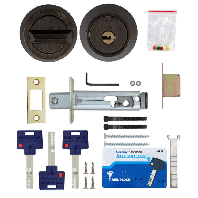 Замок врізний MUL-T-LOCK 1-WAY DEAD_BOLT HERCULAR ANTIQUE_BRONZE UNIV BS60/70мм *INTERACTIVE+ 3KEY DND3D_BLUE 264S+ wood_door SP