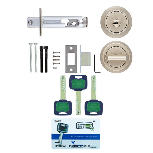 Замок врізний MUL-T-LOCK 1-WAY DEAD_BOLT HERCULAR SATIN_NICKEL UNIV BS60/70мм *MT5+ 3KEY DND5I_BLUE_INS 948B wood_door SP