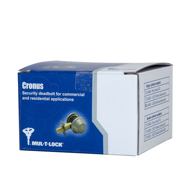 Замок врезной Mul-t-lock 1-WAY DEAD BOLT CRONUS BRUSH ST.STEEL UNIV BS60/70мм *Interactive+ 3KEY DND3D BLUE INS 264S+ SP 