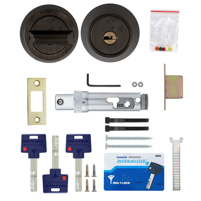 Замок врізний MUL-T-LOCK 1-WAY DEAD_BOLT HERCULAR ANTIQUE_BRONZE UNIV BS60/70мм *INTERACTIVE+ 3KEY DND3D_BLUE 264S+ metal_door SP