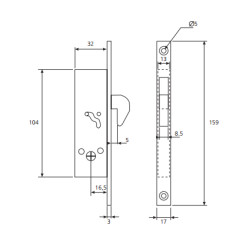 Замок врізний TESA 1-WAY DIN 2270 NM UNIV 3KEY SP Замок врізний TESA 1-WAY DIN 2270 NM UNIV 3KEY SP
