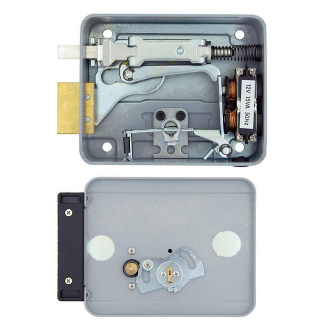 Замок электромеханический VIRO V97 8972.0794.2 BS50/80мм L 12VAC NC CYL 3KEY GATE накладной, с кнопкой, внутреннего открывания GREY (UKR RIGHT T2)