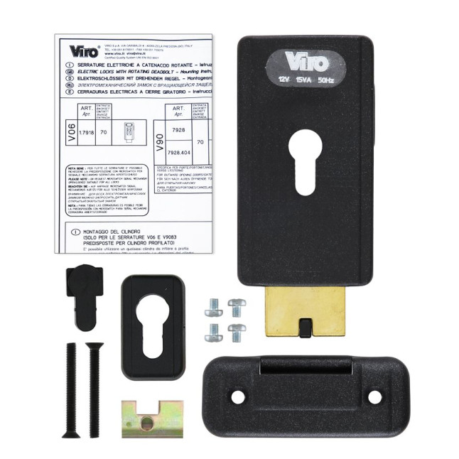 Замок электромеханический VIRO V06 ВЅ70мм T1/T2 DIN 12VAC NC GATE накладной V96 BLACK открывание внутрь Замок электромеханический VIRO V06 ВЅ70мм T1/T2 DIN 12VAC NC GATE накладной V96 BLACK открывание внутрь