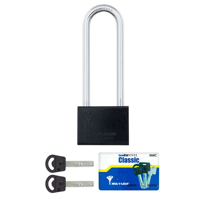 Замок навісний MUL-T-LOCK M10/C3 CLASSIC 064 2KEY ARC_BLACK R_shackle 102мм 9,5мм PB