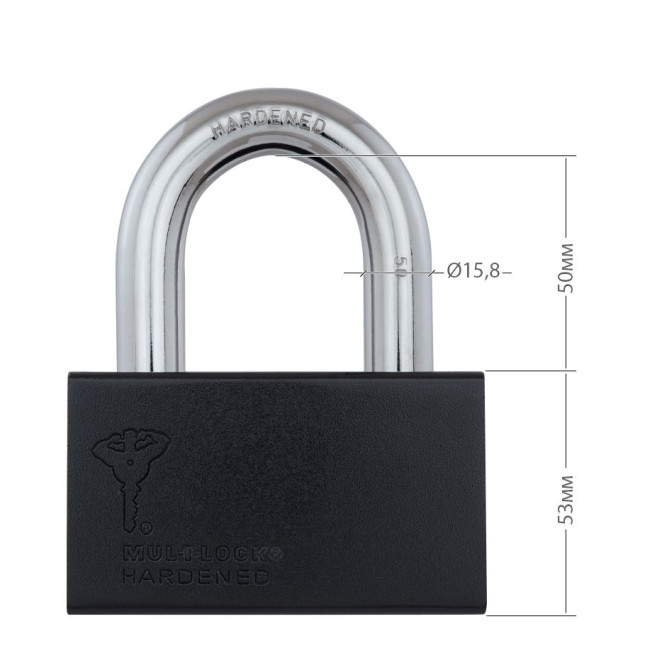 Замок навісний MUL-T-LOCK M16/C1 CLASSIC 064 2KEY ARC_GREY_INS R_shackle 50мм 15,8мм BOX_M