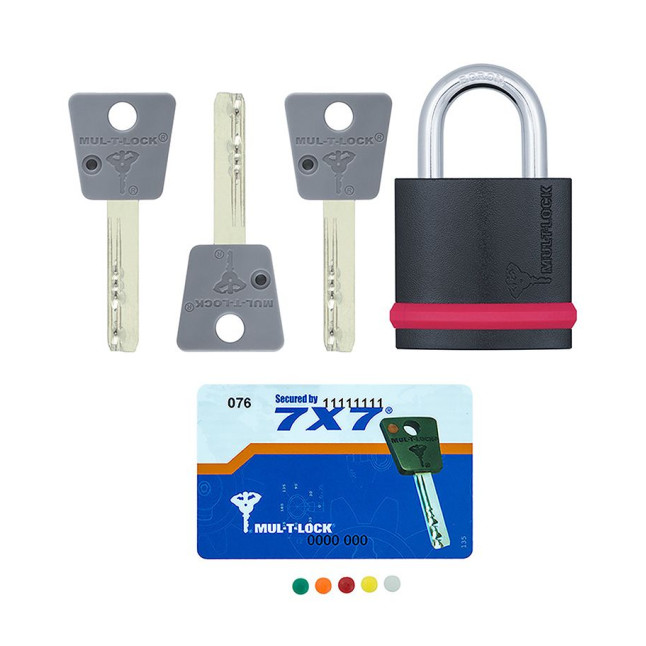 Замок навісний MUL-T-LOCK NE10G 7x7 0767 3KEY DND77_GREY_INS NR_shackle 26мм 10мм BOX_M
