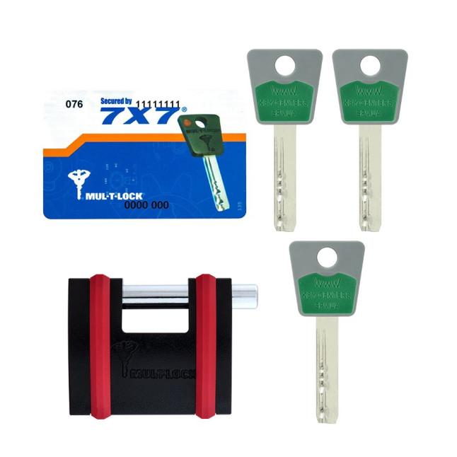 Замок навісний MUL-T-LOCK SBNE10 7x7 0767 3KEY DND77_GREY_INS SLID_shackle 9мм 10мм BOX_M
