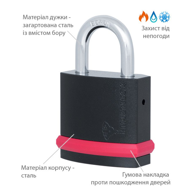 Замок навісний MUL-T-LOCK NE8G 7x7 0767 3KEY DND77_GREY_INS NR_shackle 27мм 8мм BOX_M