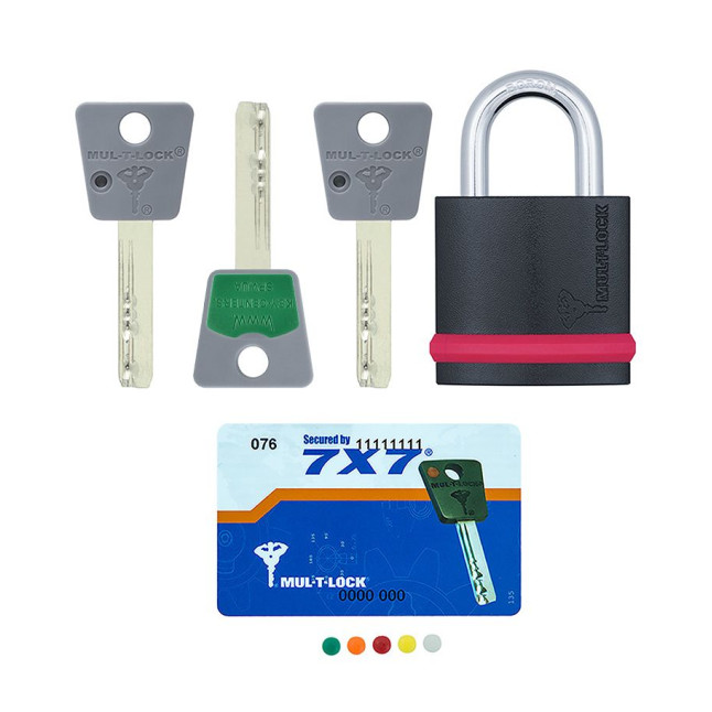 Замок навісний MUL-T-LOCK NE8G 7x7 0767 3KEY DND77_GREY_INS NR_shackle 27мм 8мм BOX_M