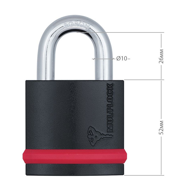 Замок навісний MUL-T-LOCK NE10G CLASSIC 064 3KEY ARC_GREY_INS NR_shackle 26мм 10мм BOX_M