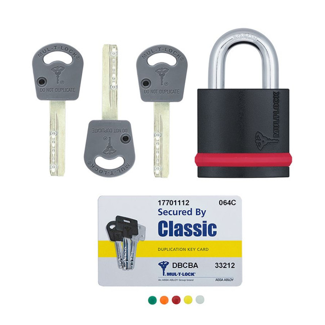 Замок навісний MUL-T-LOCK NE10G CLASSIC 064 3KEY ARC_GREY_INS NR_shackle 26мм 10мм BOX_M