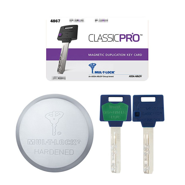 Замок навісний MUL-T-LOCK HOCKEY PUCK *ClassicPro 4867 2KEY DND3D_BLUE_INS SLID_shackle 10мм BOX_M